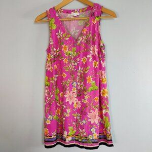 J. Jill Pink Multicolor Floral Sleeveless Button Front Top Size XS Summer Casual